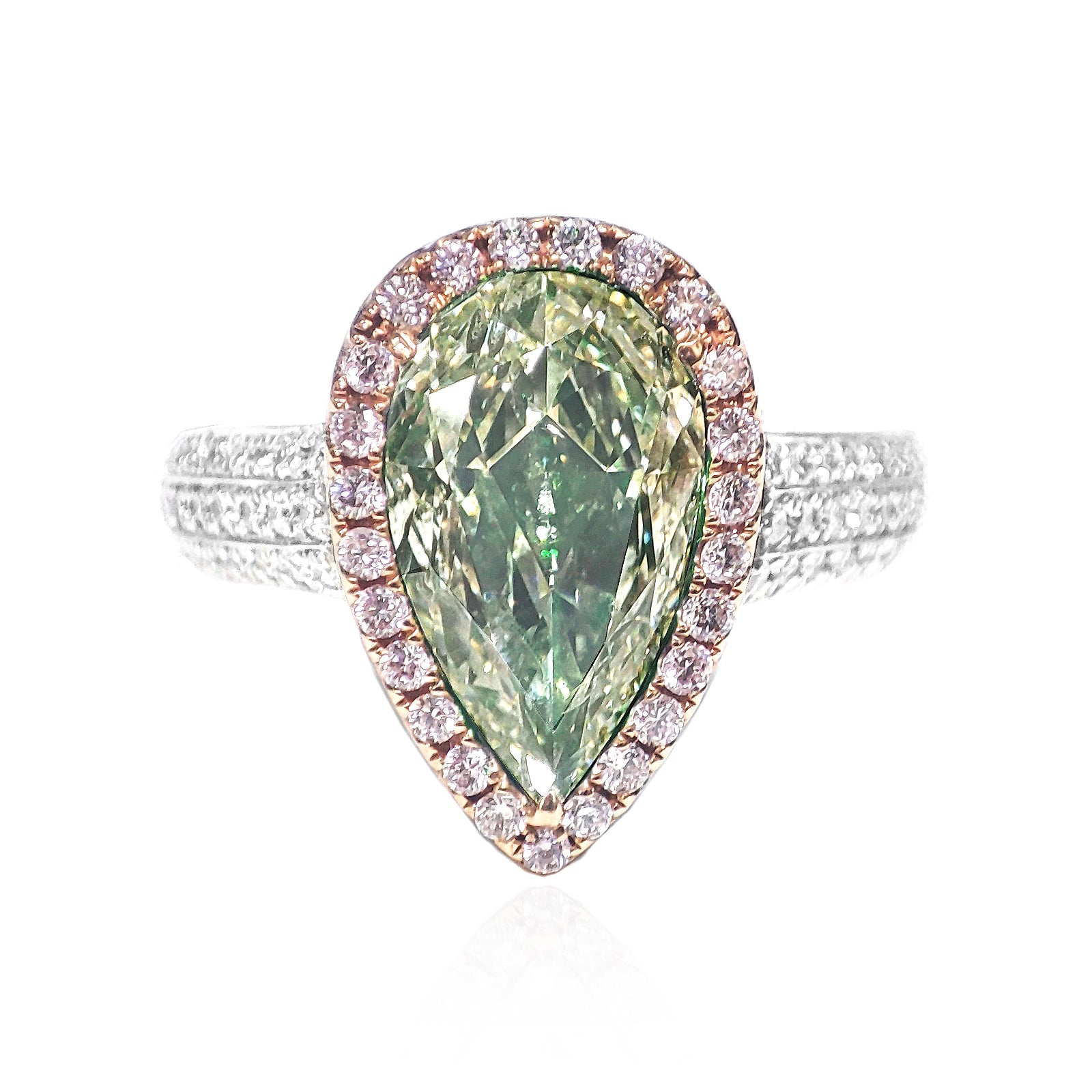 グリーンダイアモンドリング ペア 2.63ct SI2 画像