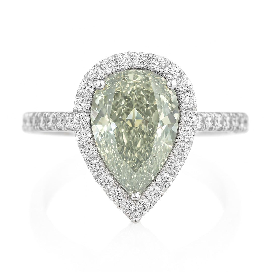 グリーンダイアモンドリング ペア 3.86ct VS2 画像
