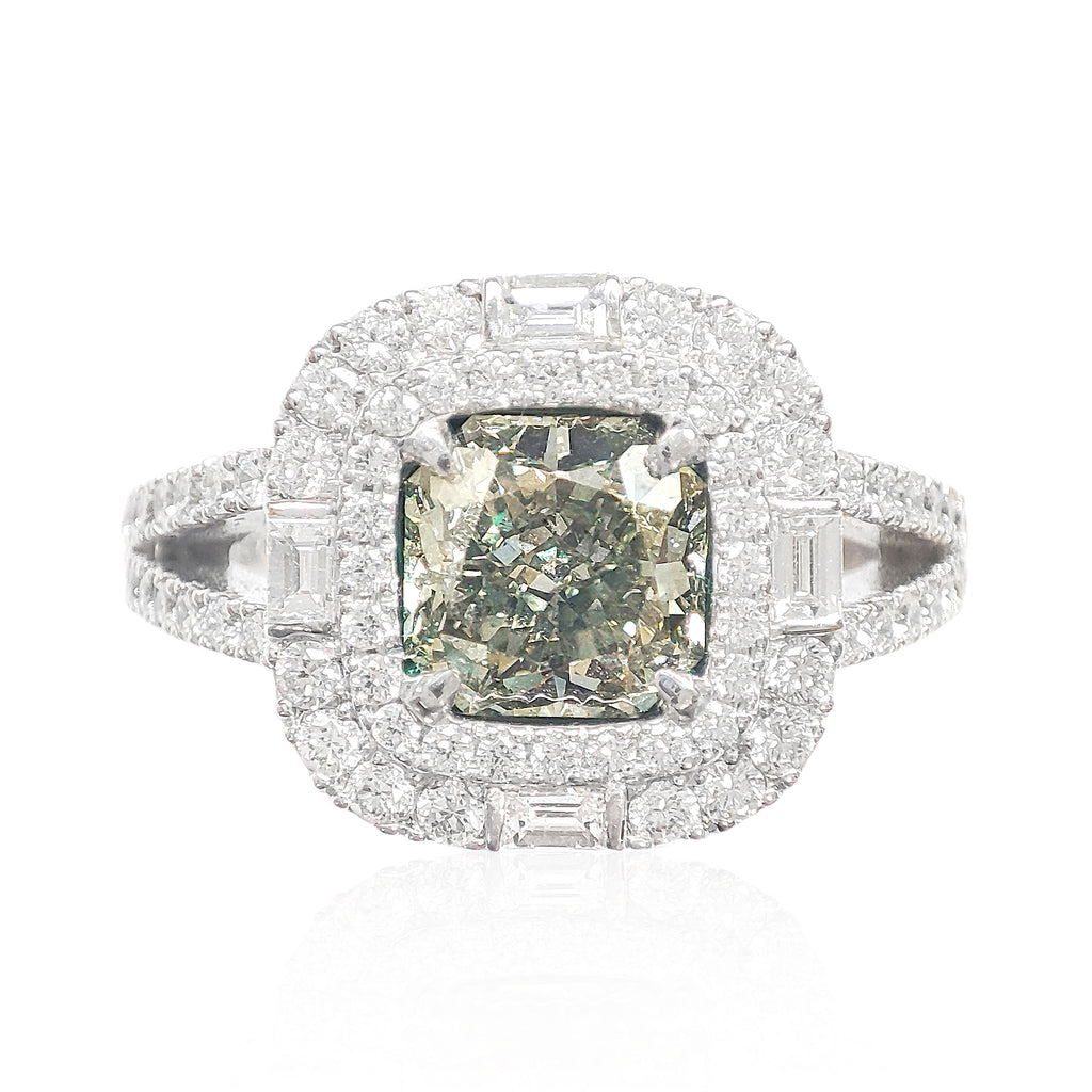 Mael Radiant Fancy Light Green Diamond Ring - 1.809ct