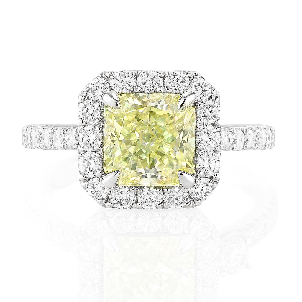 Mael Radiant Fancy Green Diamond Ring - 2.089ct
