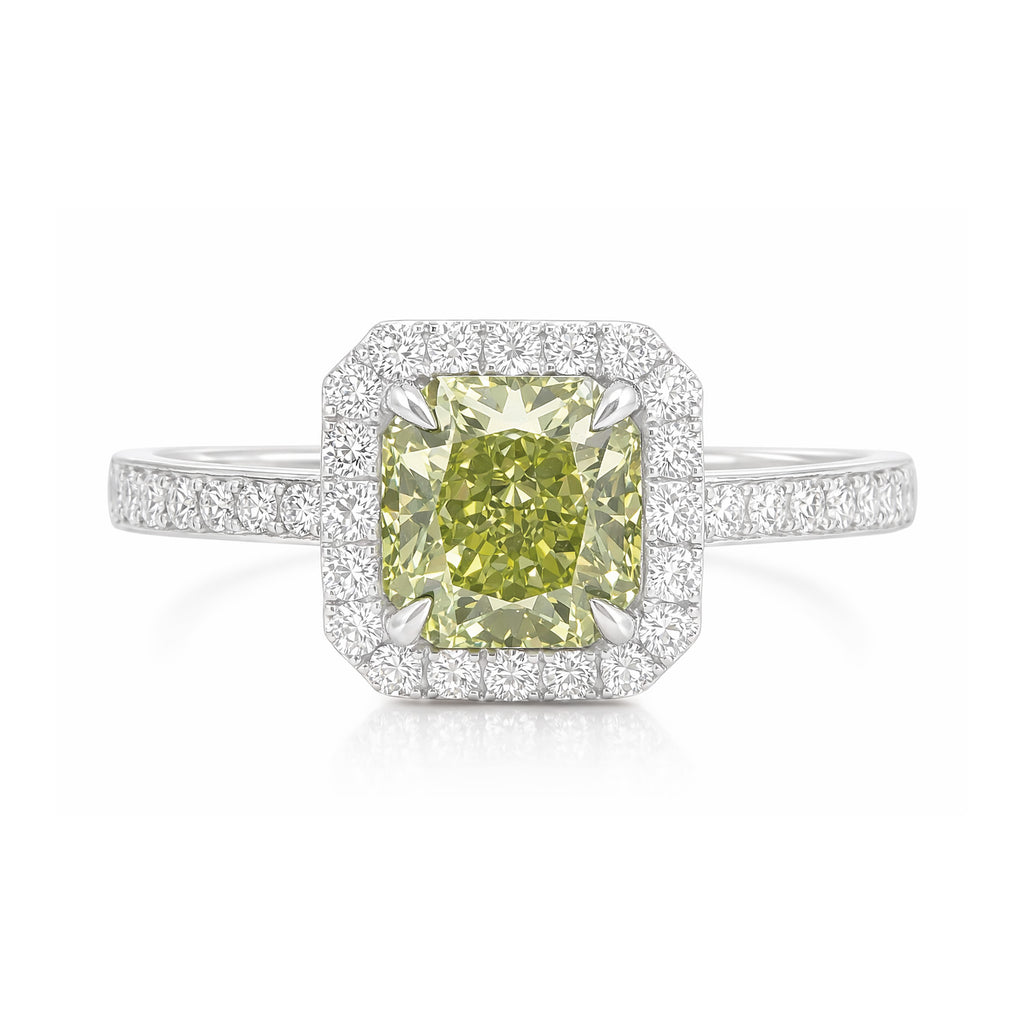 Mael Radiant Fancy Green Diamond Ring - 2.089ct