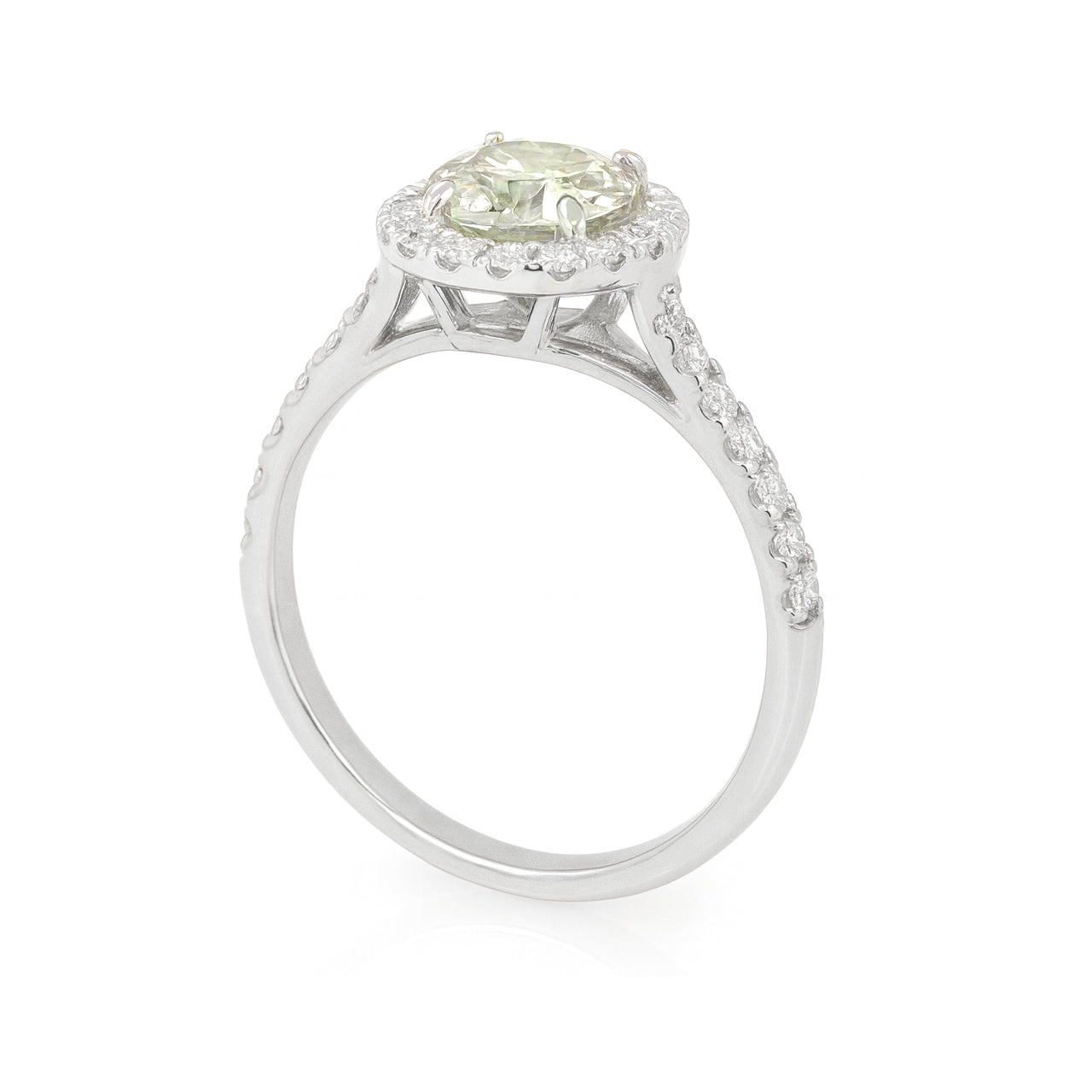 グリーンダイヤモンドリング ラウンド 1.338ct SI1 裏画像