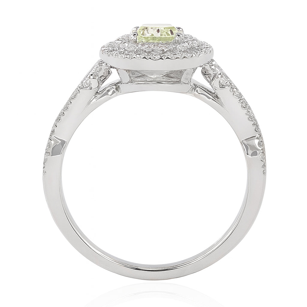 グリーンダイヤモンドリング クッション 1.29ct S2 裏画像