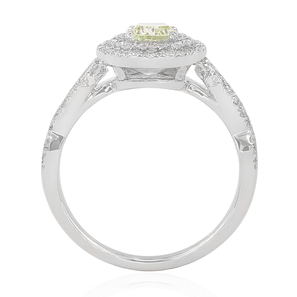 グリーンダイヤモンドリング クッション 1.29ct S2 裏画像