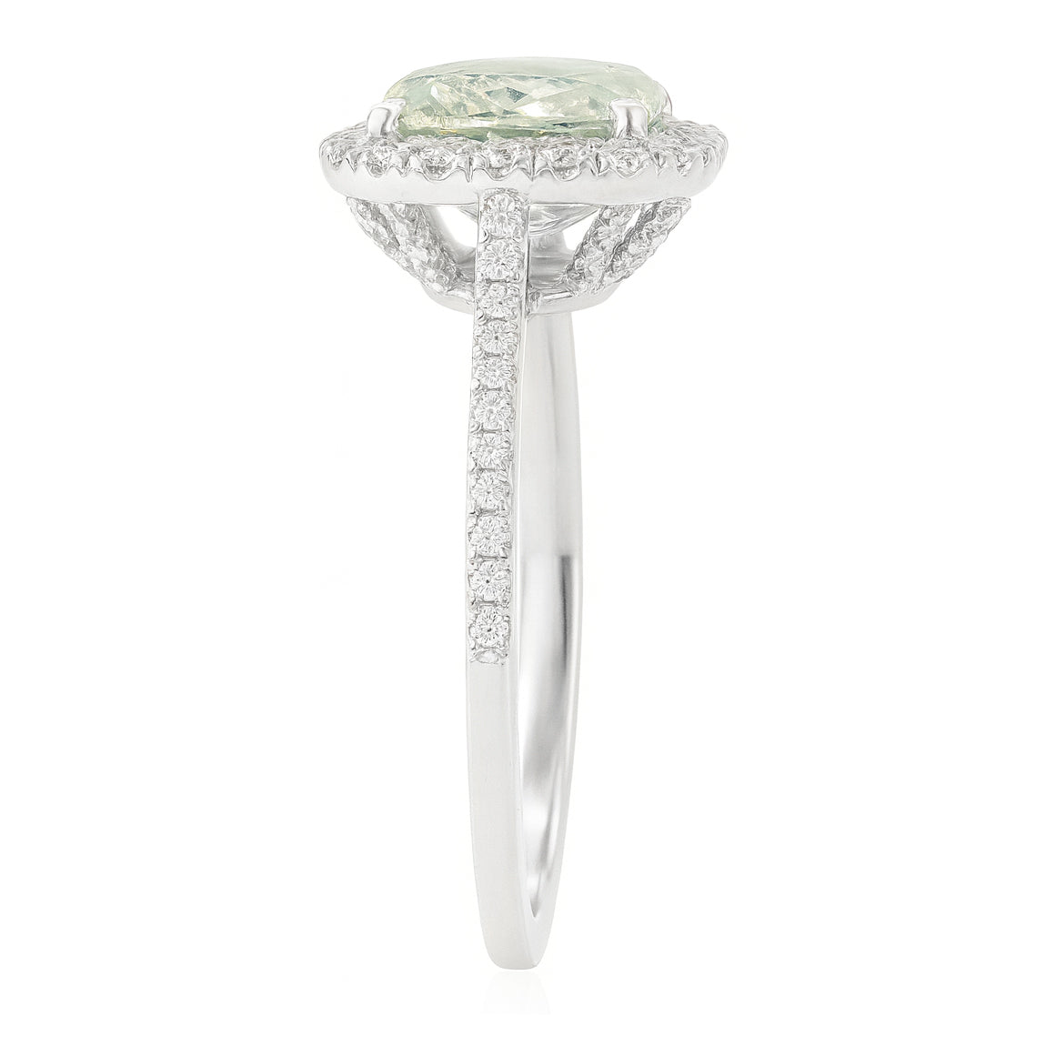 グリーンダイヤモンドリング クッション 2.424ct SI2 裏画像