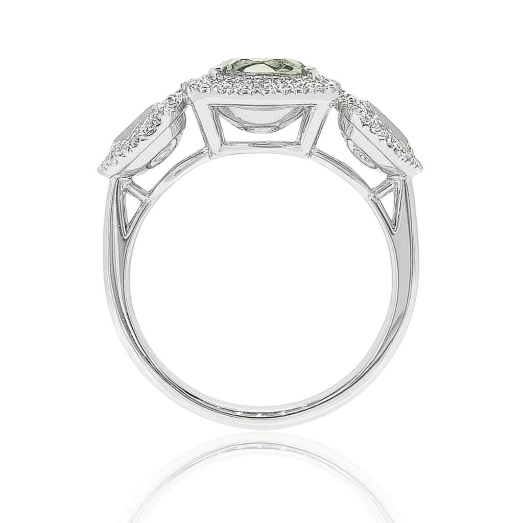 グリーンダイヤモンドリング クッション 3.237ct SI1 裏画像