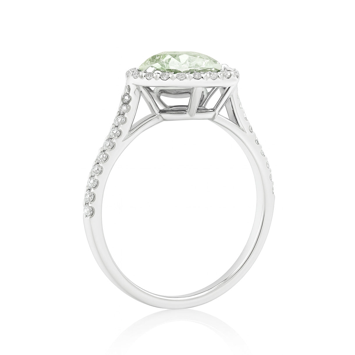 グリーンダイヤモンドリング ペア 3.86ct VS2 裏画像