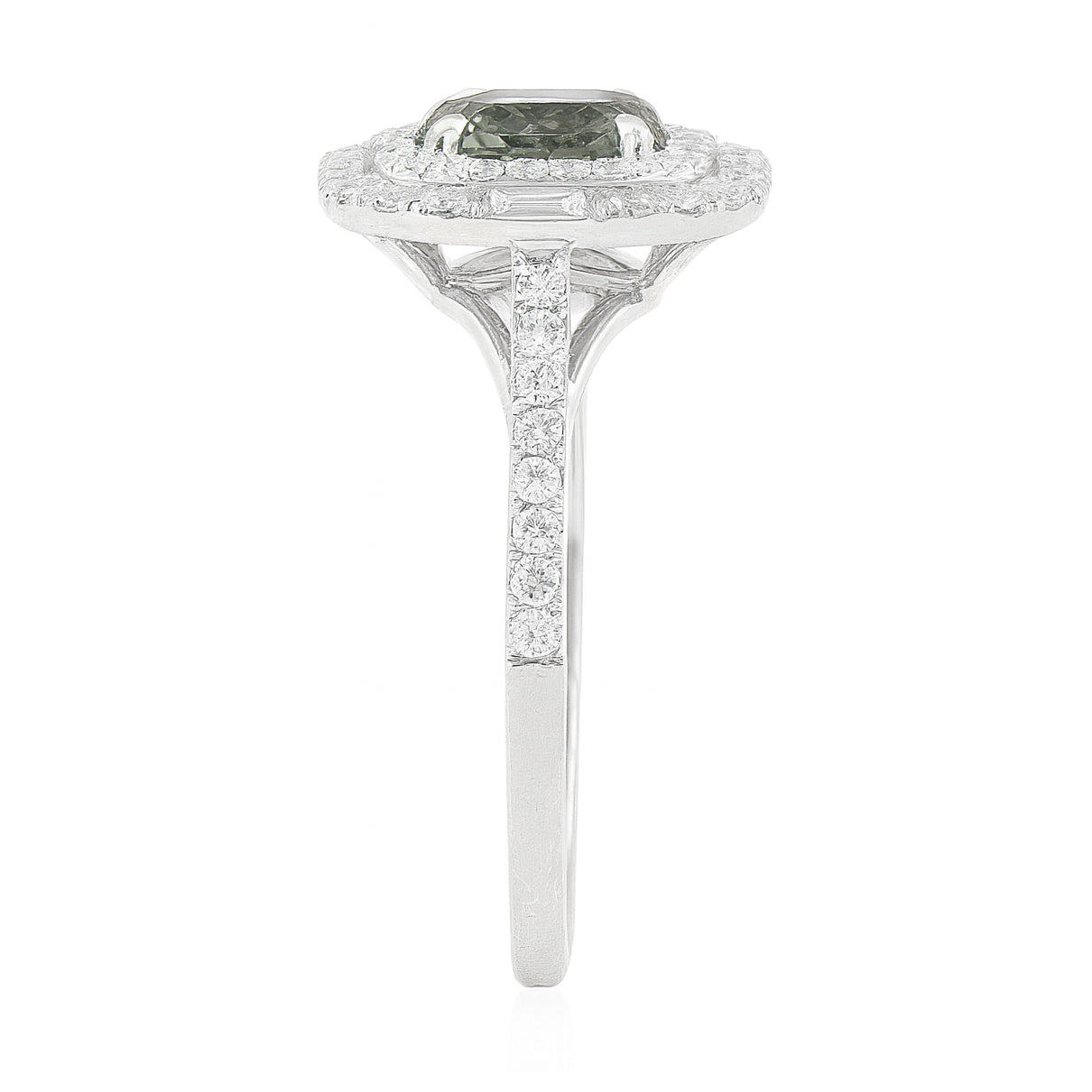 グリーンダイヤモンドリング ラディアント 1.809ct SI2 裏画像