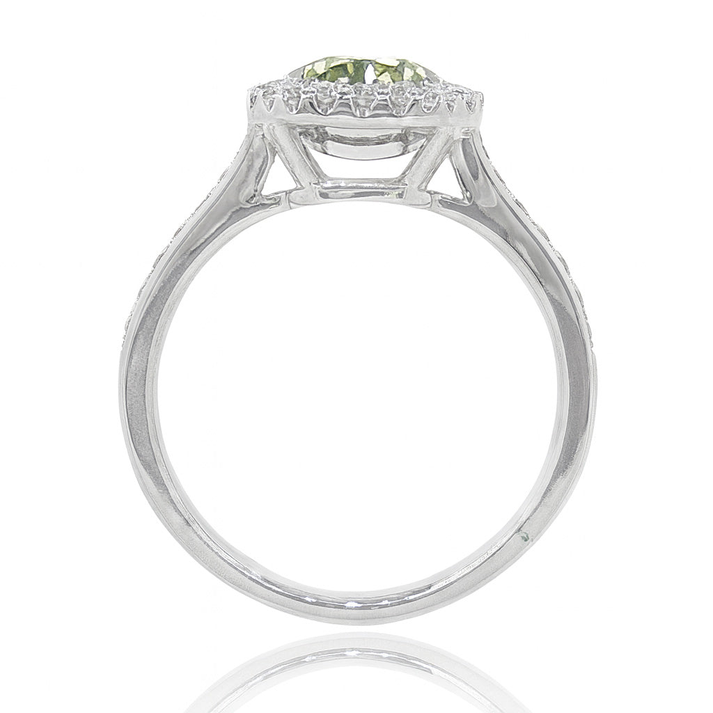 グリーンダイヤモンドリング ラディアント 2.089ct VS2 裏画像