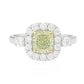 グリーンイエローダイアモンドリング クッション 0.806ct SI1 画像