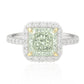 PT900 グリーンダイヤモンドリング 1.09ct SI1 Light Green ラディアント 画像