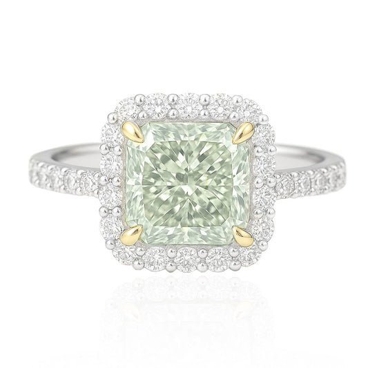 PT900 グリーンダイヤモンドリング 1.09ct SI1 Light Green ラディアント 画像