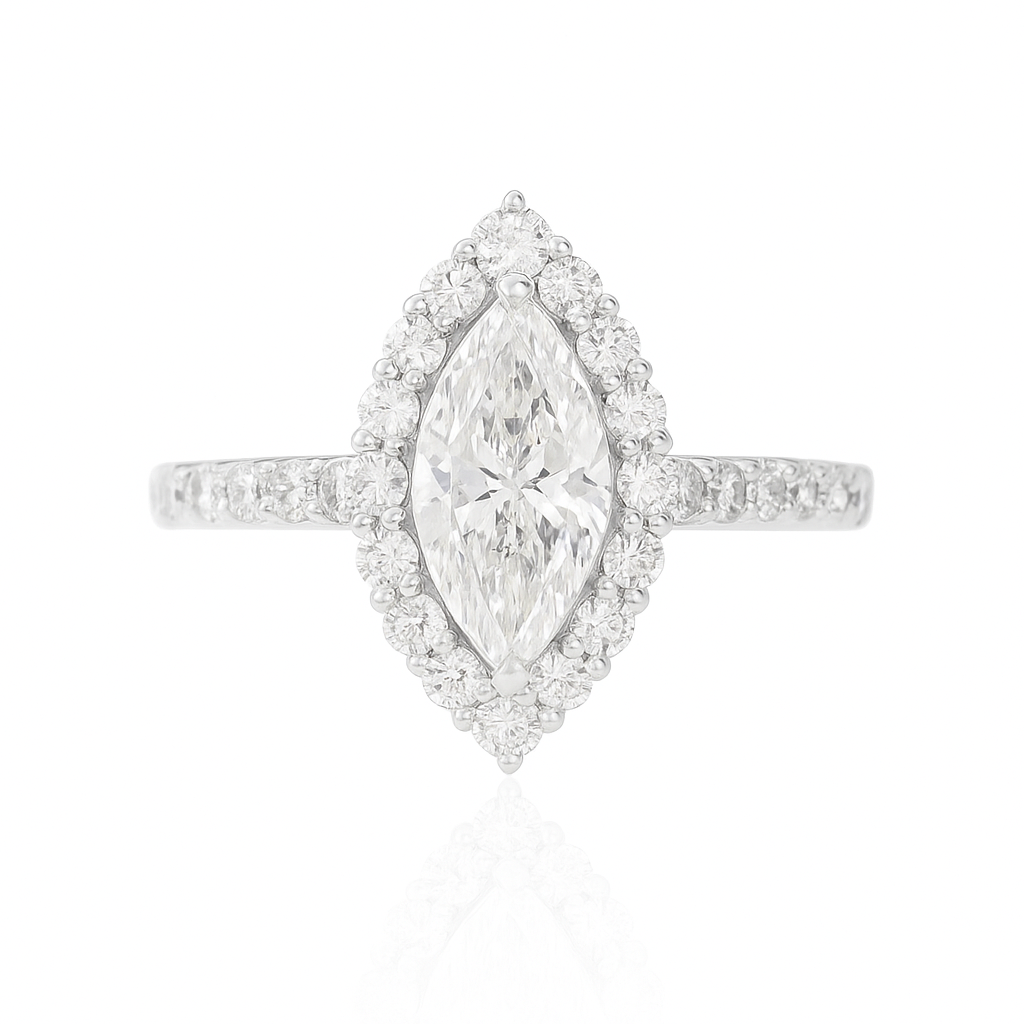 PT950 ほぼ無色ダイヤモンドリング 1.491ct SI2 Near Colorless マーキス 画像