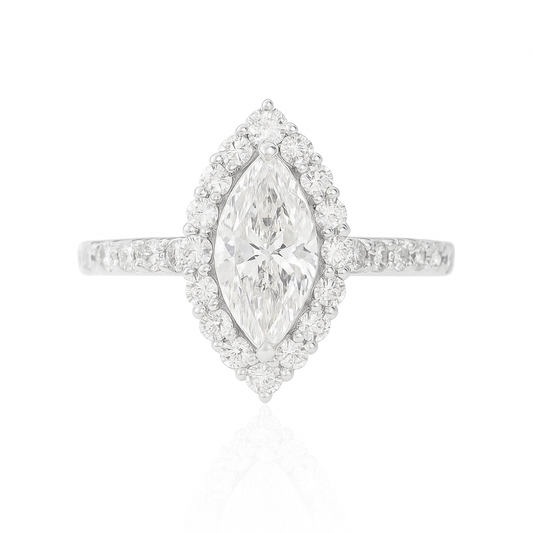 PT950 ほぼ無色ダイヤモンドリング 1.491ct SI2 Near Colorless マーキス 画像