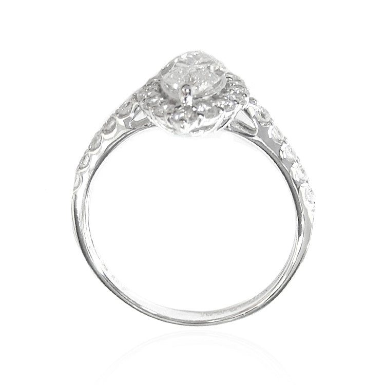 PT950 ほぼ無色ダイヤモンドリング 1.491ct SI2 Near Colorless マーキス 横画像