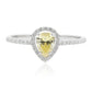 天然ダイヤモンドリング Fancy Yellow 0.529ct SI1 ペアカット 画像