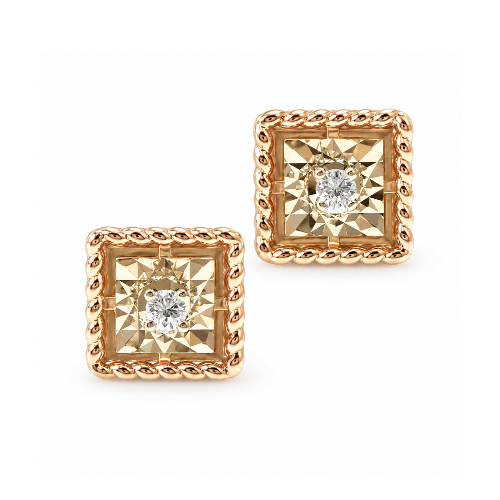 18KPG 天然ダイヤモンドピアス 0.07ct ラウンドカット