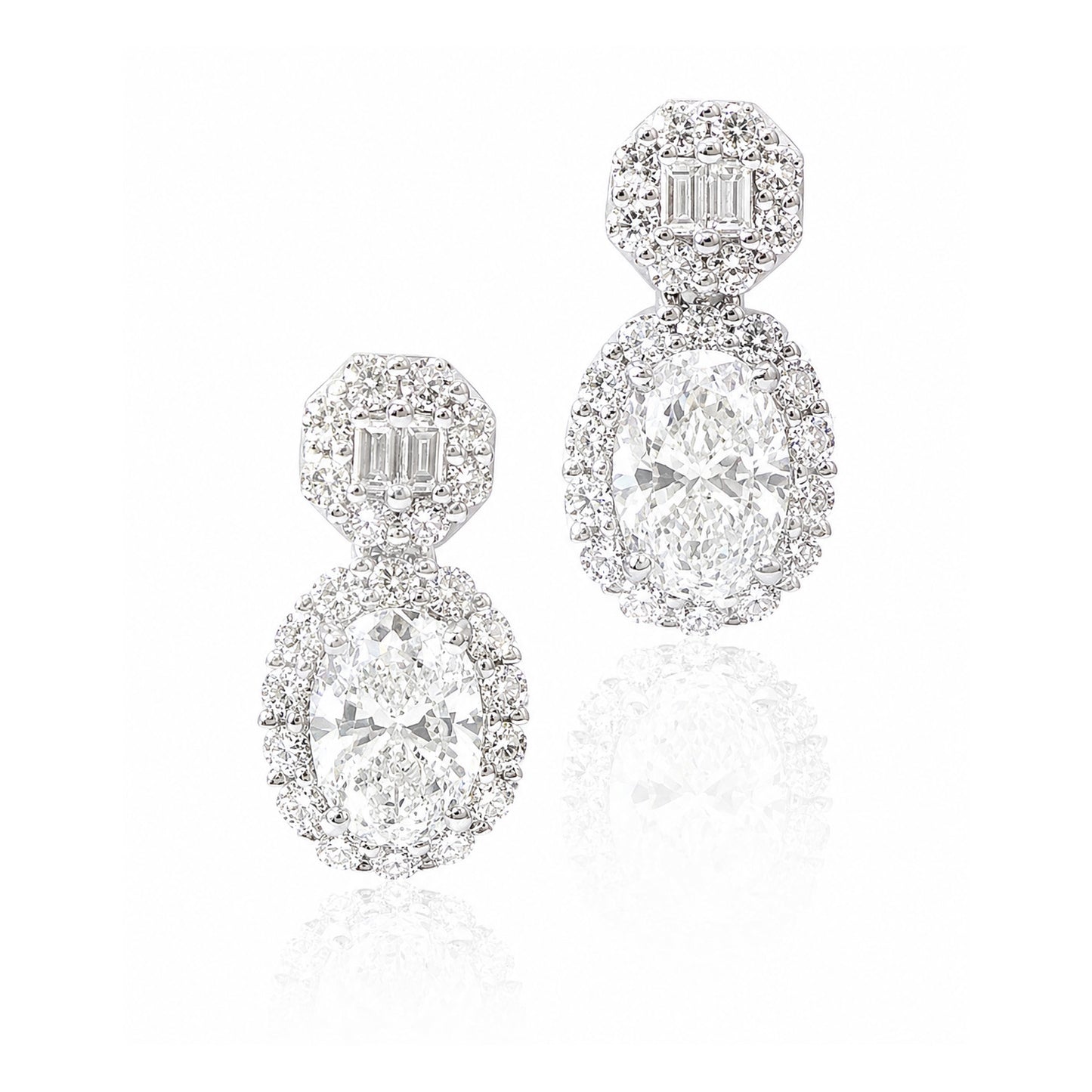 天然ダイヤモンドピアス 1.998ct Oval 18KWG 画像