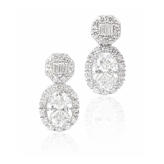 天然ダイヤモンドピアス 1.998ct Oval 18KWG 画像