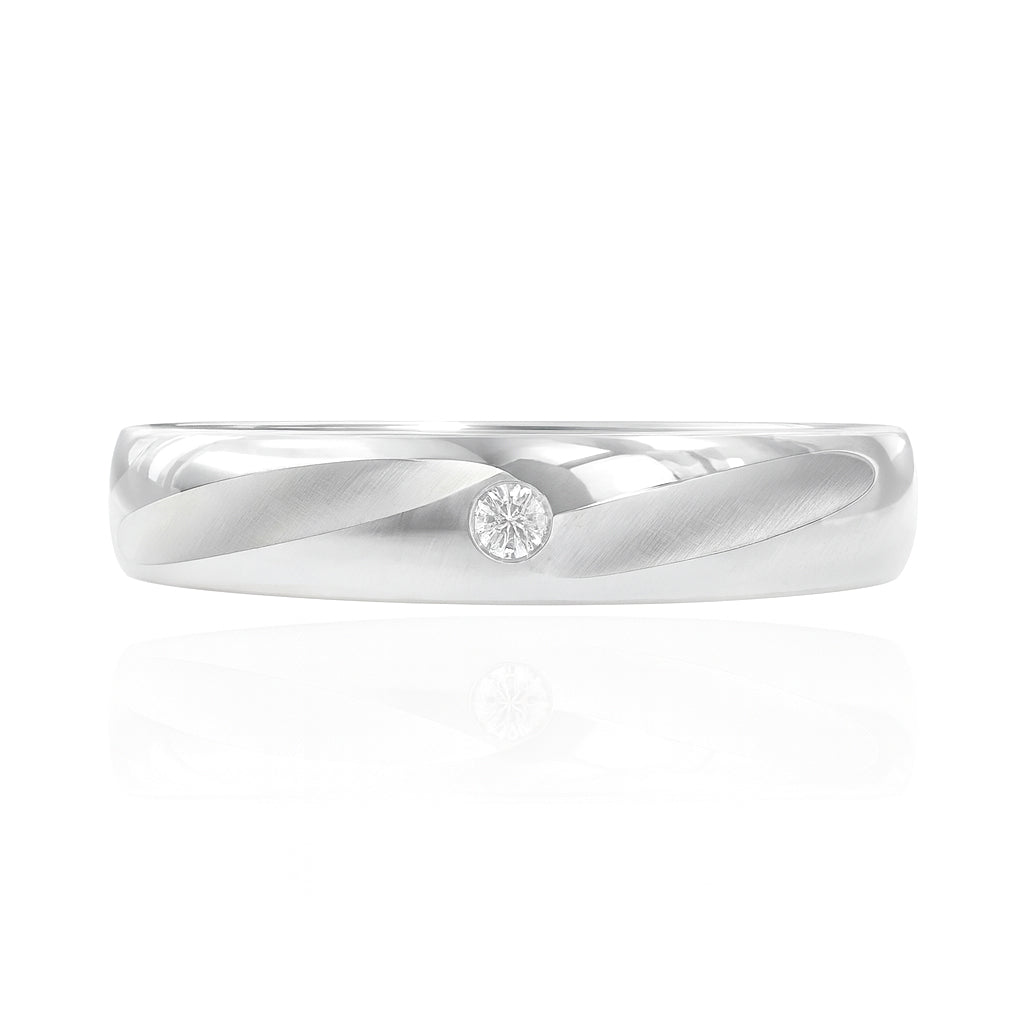 PT950 Swirl Pattern Men's Ring - 0.02ct