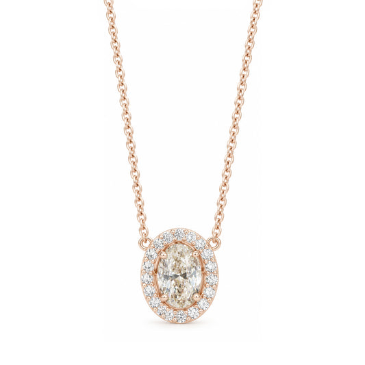 天然ダイヤモンドネックレス 0.851ct Oval 18KPG 画像