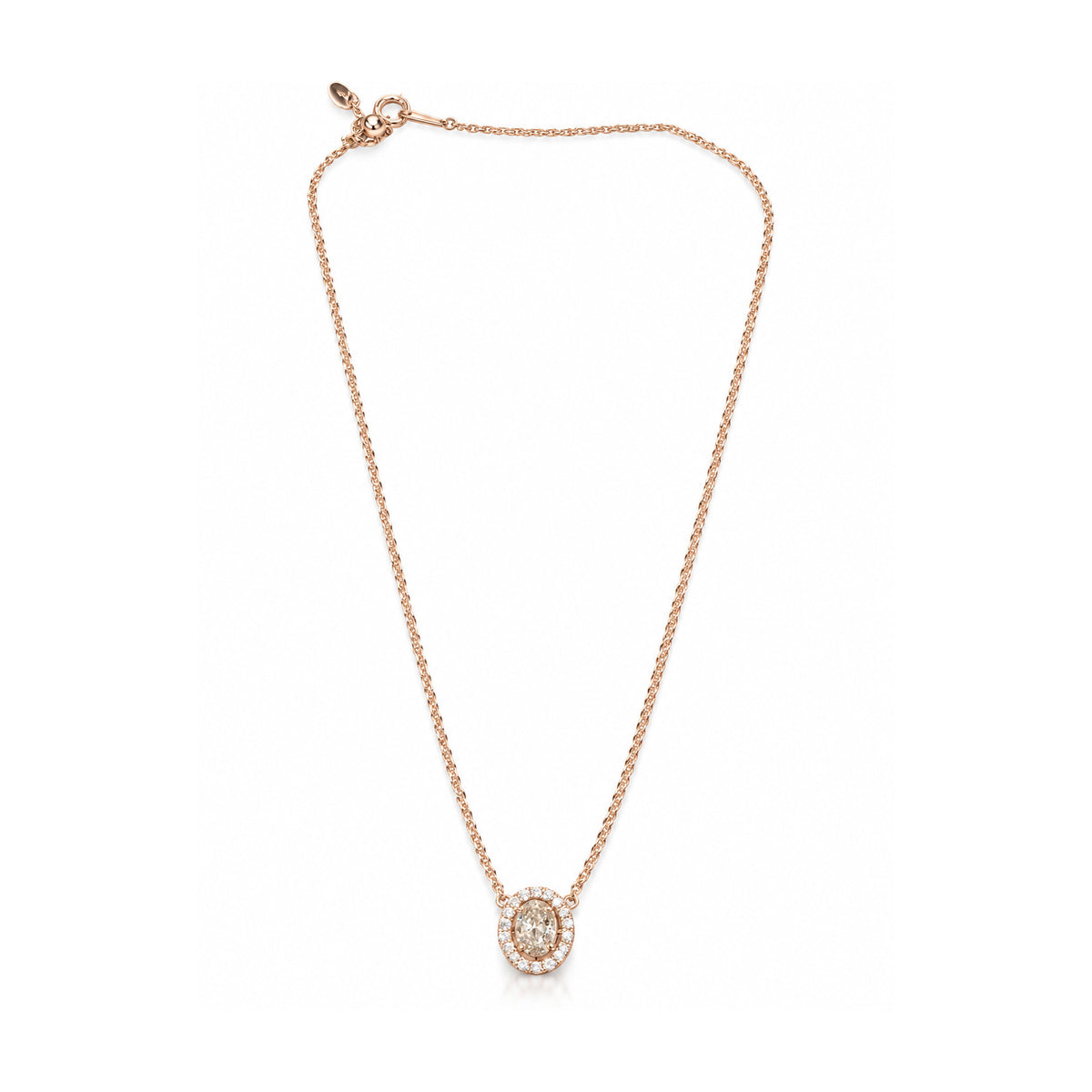 天然ダイヤモンドネックレス 0.851ct Oval 18KPG 全体画像
