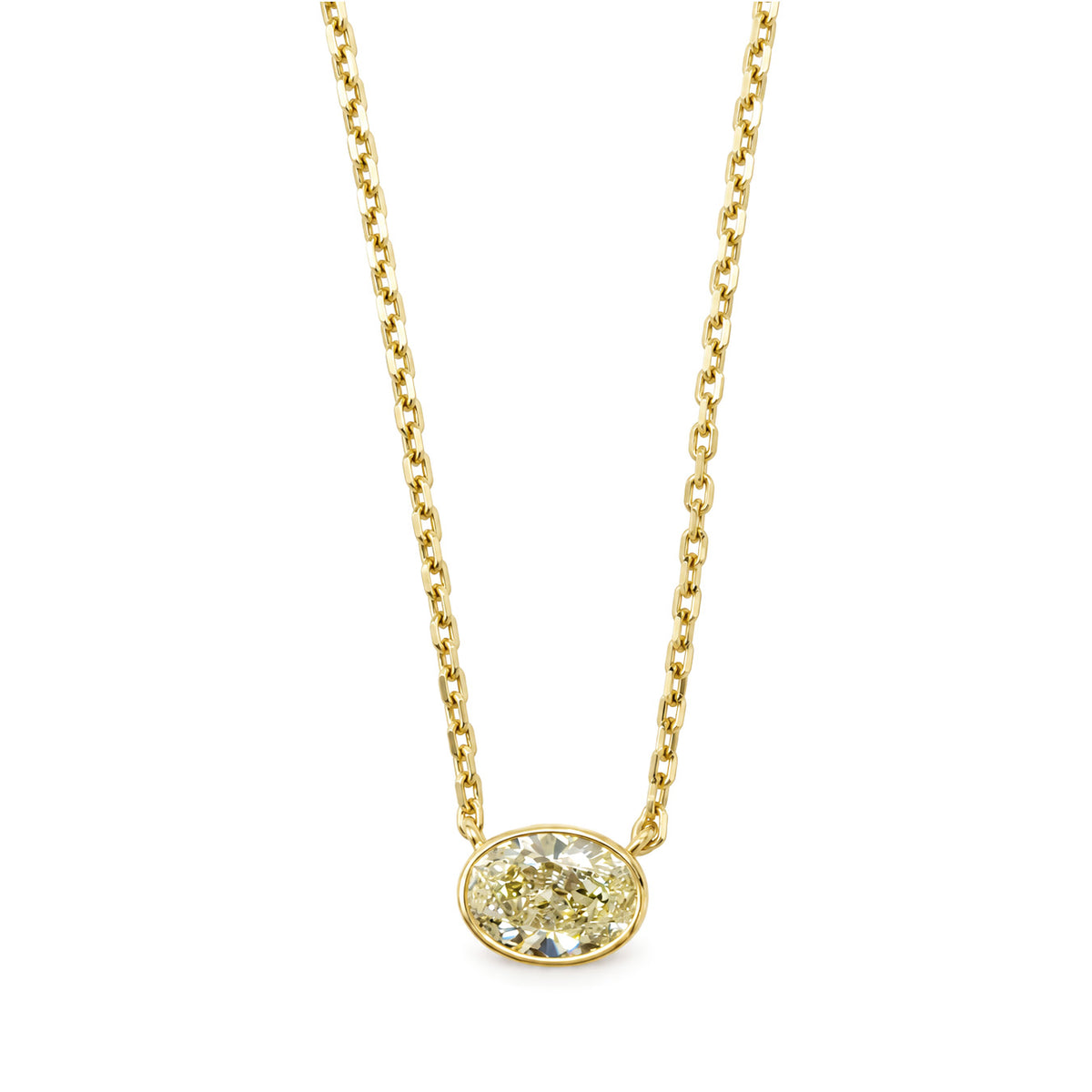 天然ダイヤモンドネックレス 0.865ct Oval 18KYG画像