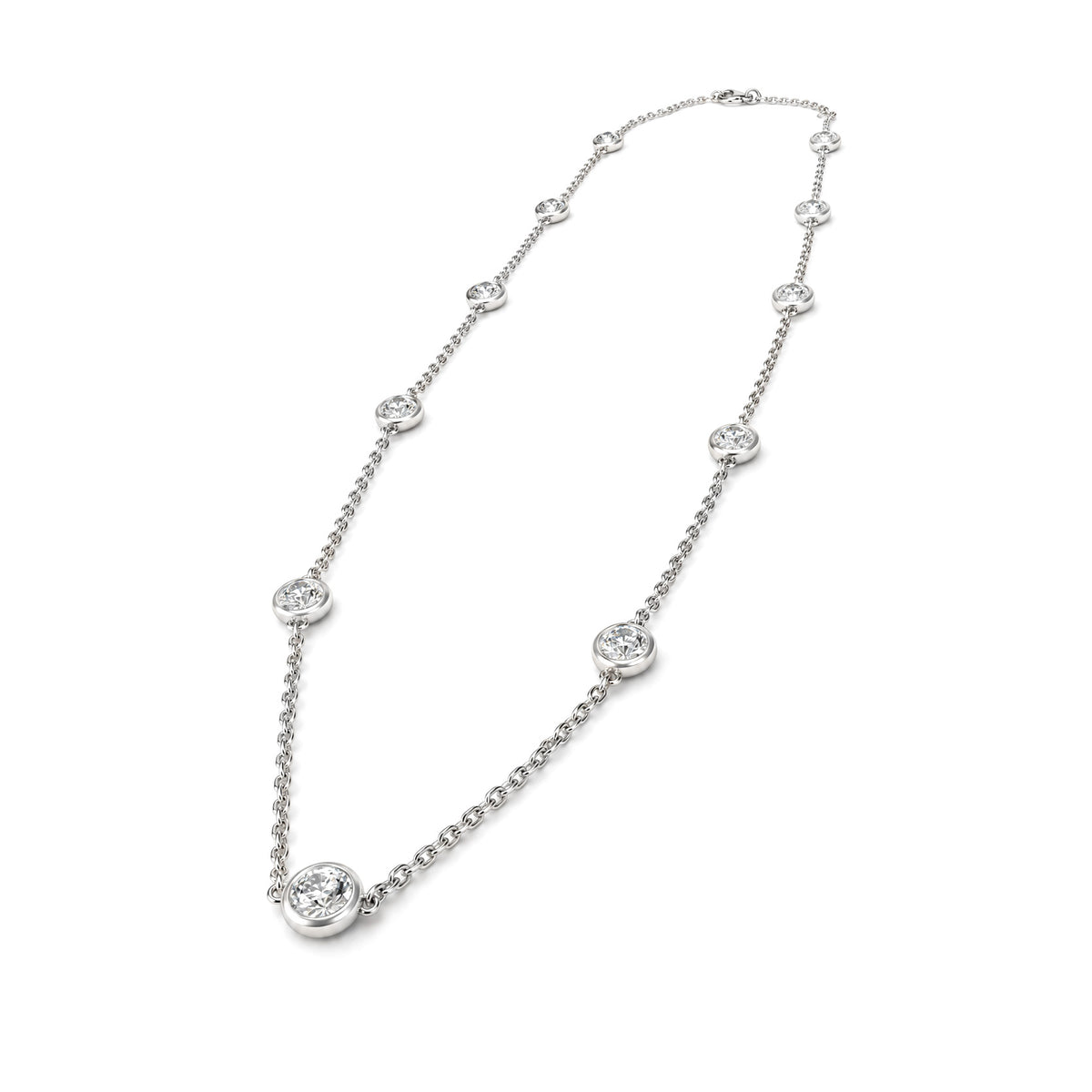 天然ダイヤモンドネックレス 1.13ct Round 18KWG 横画像