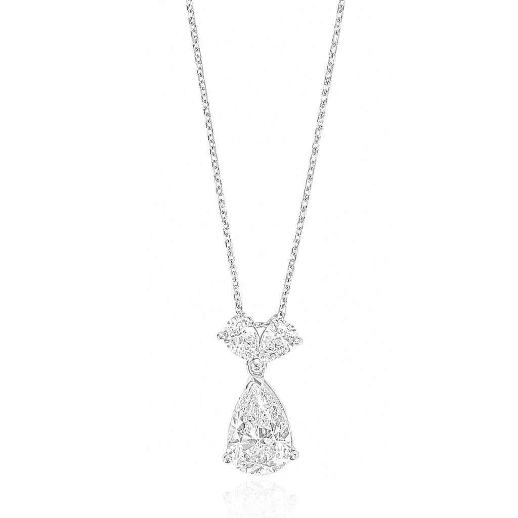 PT850/PT900 無色E 天然ダイヤモンドネックレス 2.571ct ペアカット