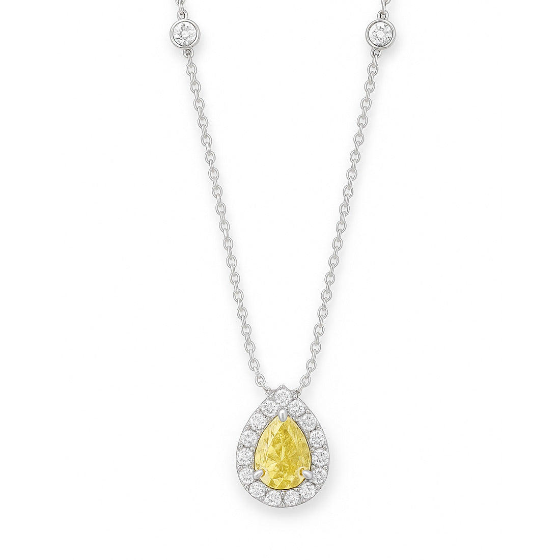 天然ダイヤモンドネックレス ファンシーインテンスイエロー ペア SI2 0.607ct 画像