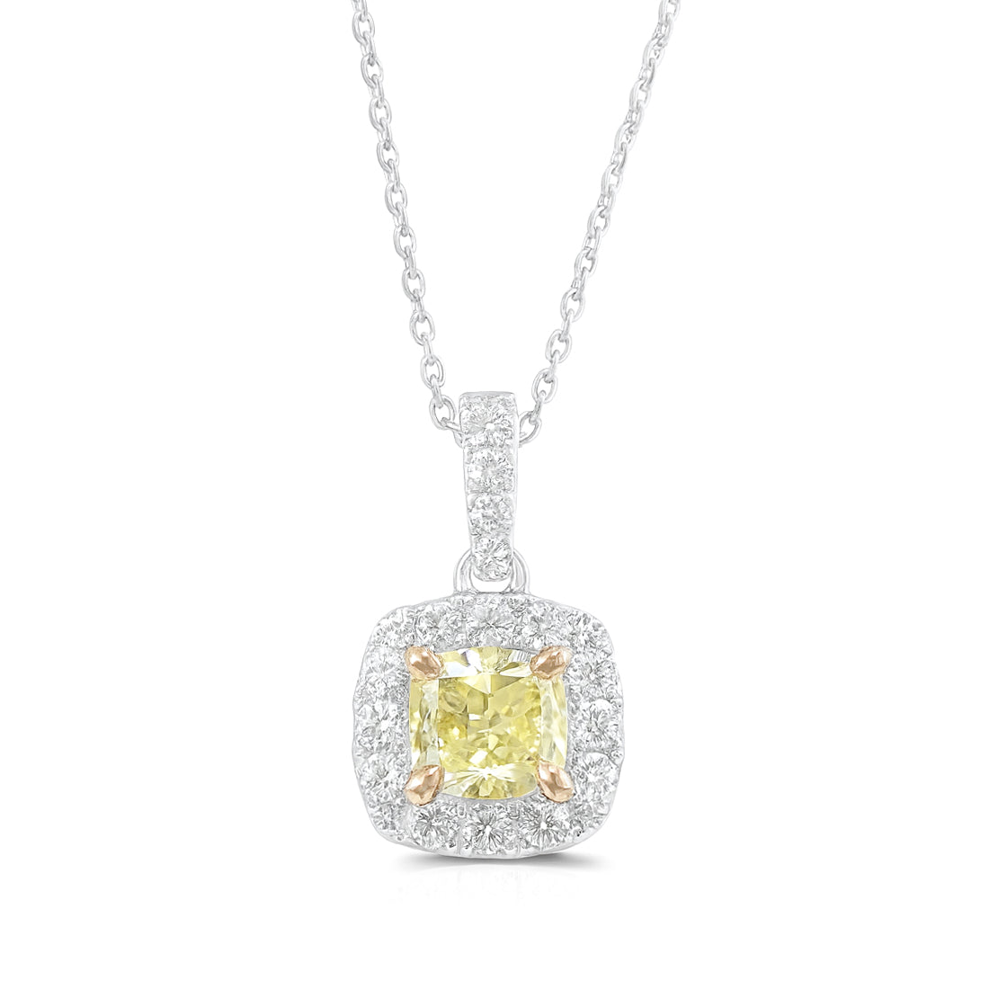 天然ダイヤモンドネックレス ファンシーイエロー クッション VS2 0.411ct 画像