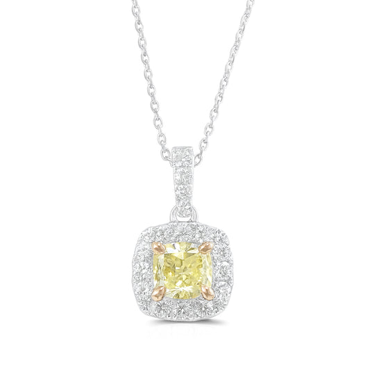 天然ダイヤモンドネックレス ファンシーイエロー クッション VS2 0.411ct 画像