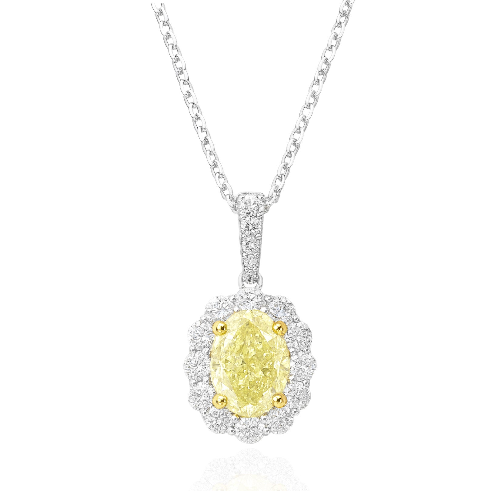天然ダイヤモンドネックレス ファンシーインテンスイエロー オーバル SI2 1.374ct 画像