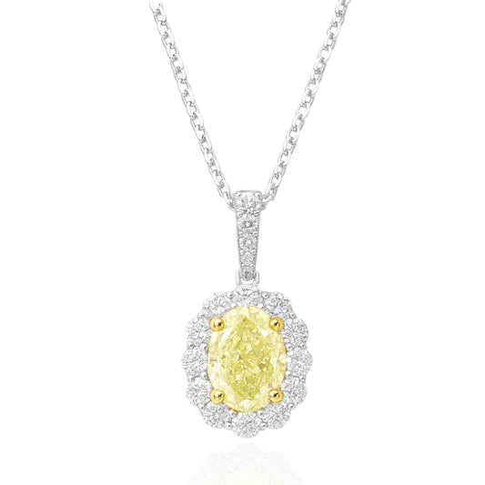 天然ダイヤモンドネックレス ファンシーインテンスイエロー オーバル SI2 1.374ct 画像