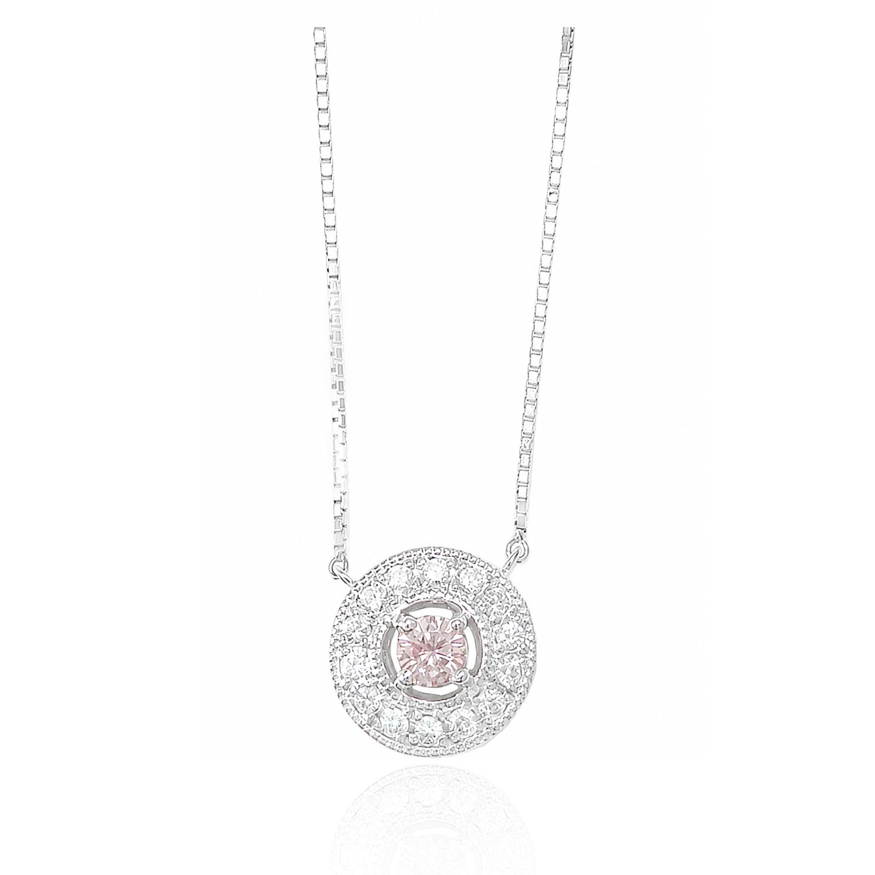 天然ダイヤモンドネックレス Purple Pink 0.391ct Round PT850/PT900 画像