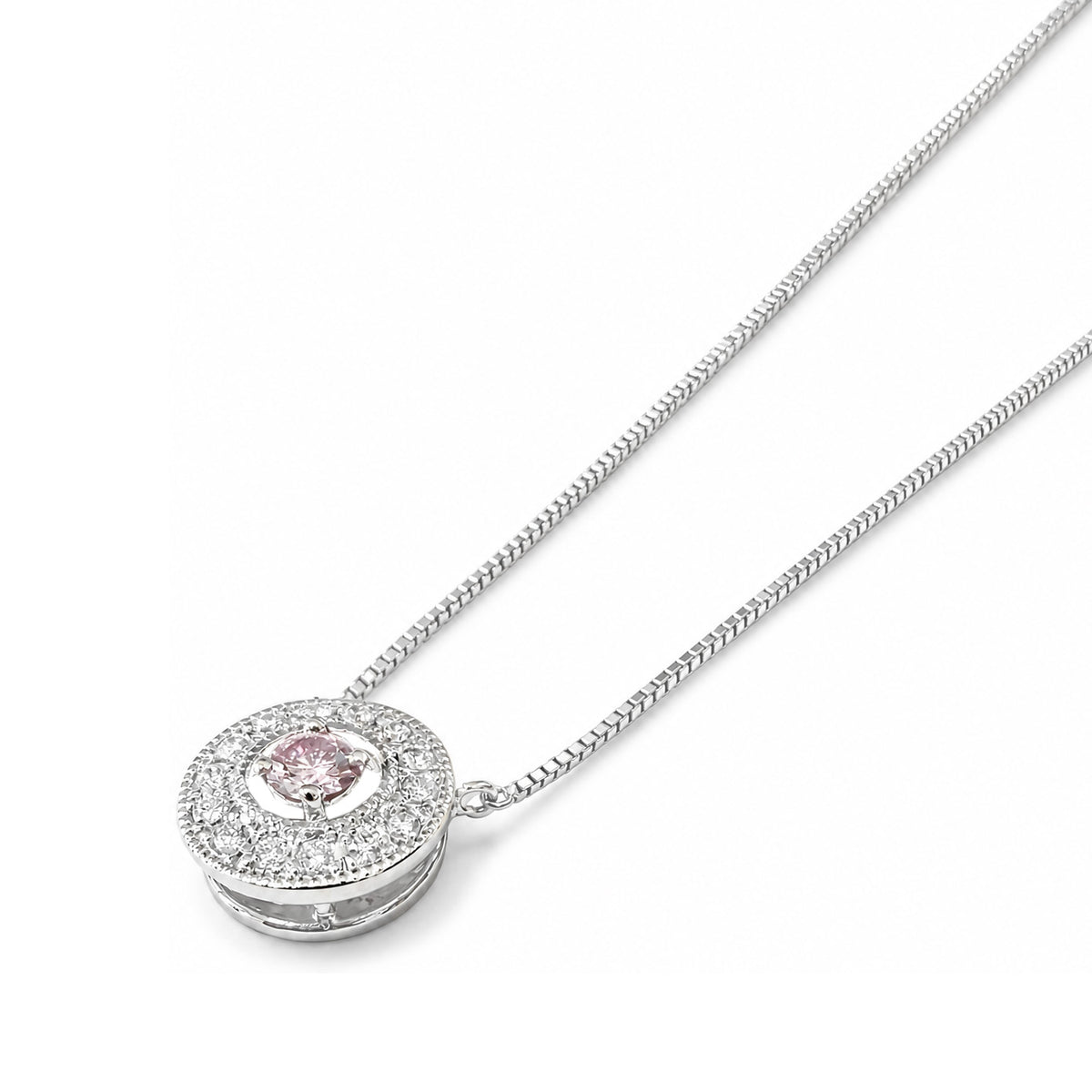 天然ダイヤモンドネックレス Purple Pink 0.391ct Round PT850/PT900 横画像