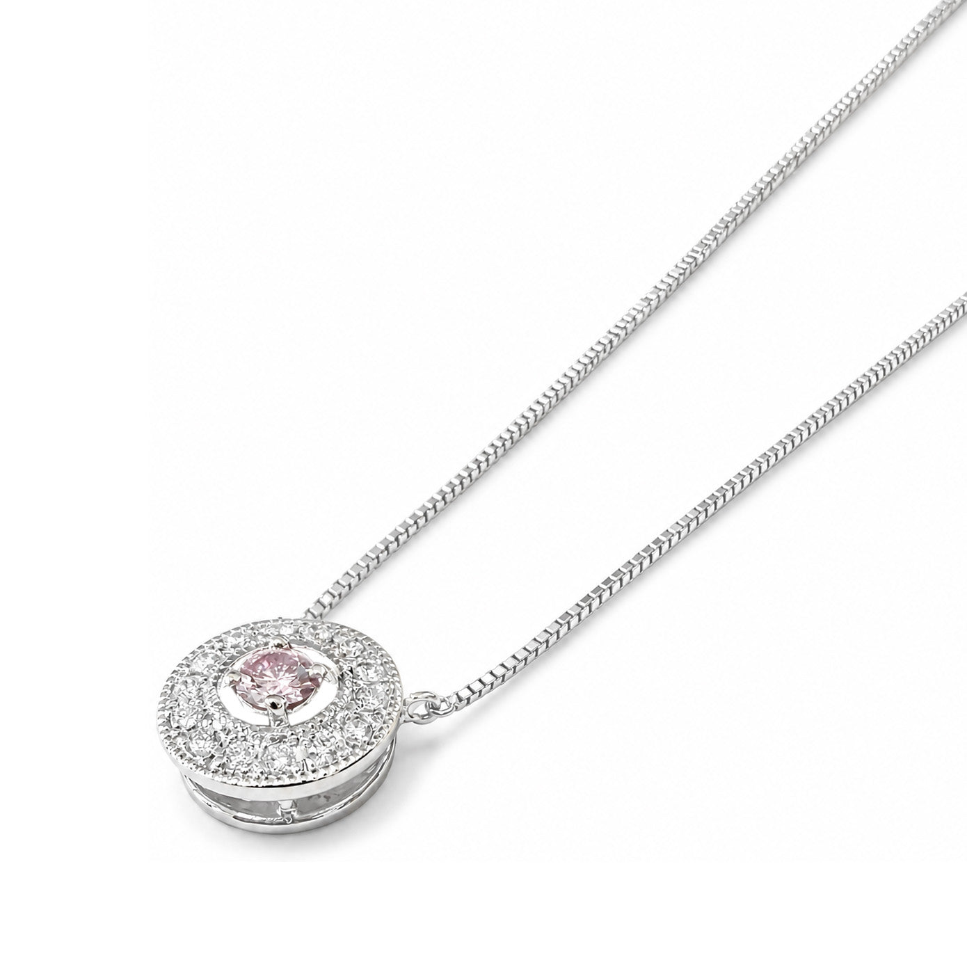 天然ダイヤモンドネックレス Purple Pink 0.391ct Round PT850/PT900 横画像