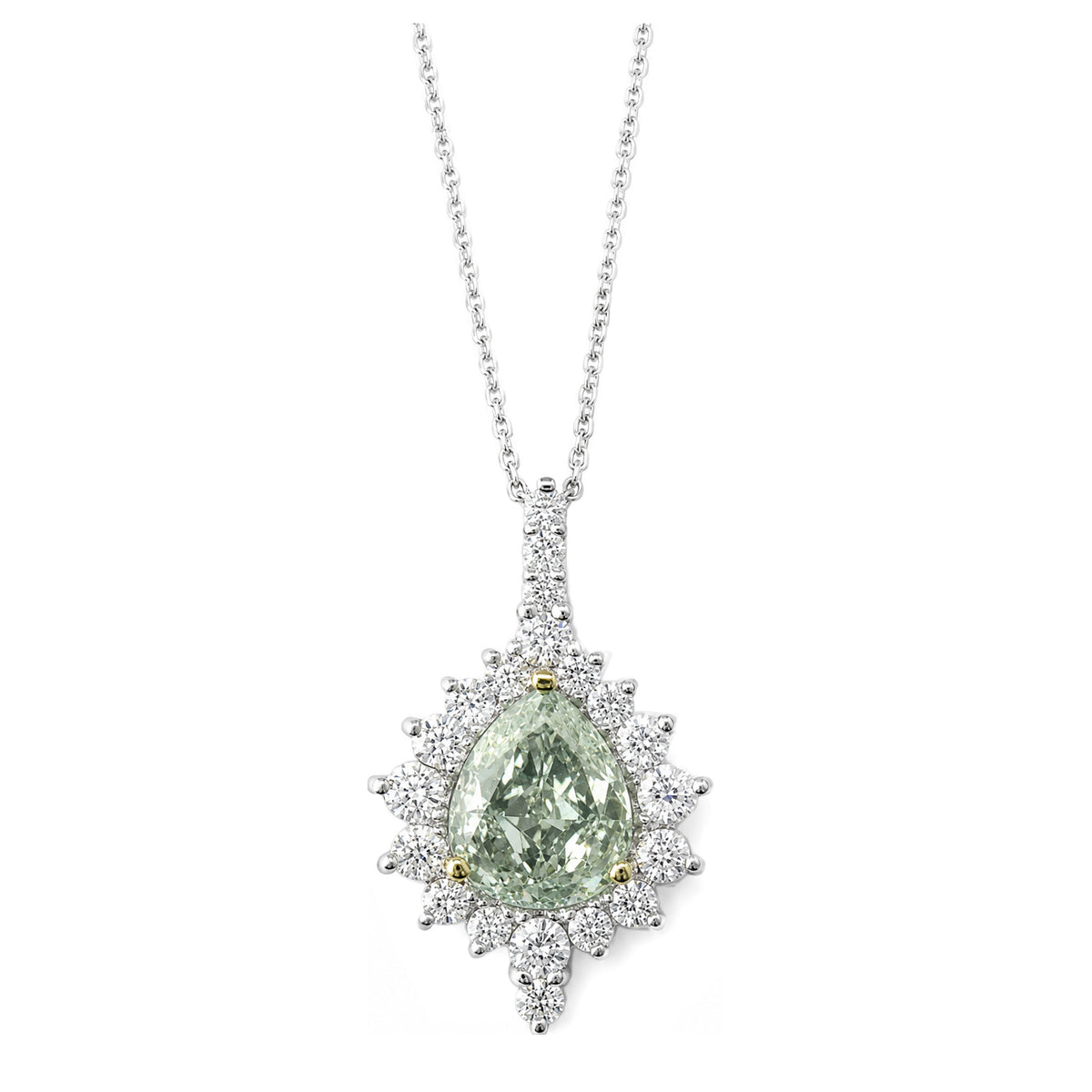 天然ダイヤモンドネックレス Yellow Green 1.44ct Pear PT900/PT850 画像