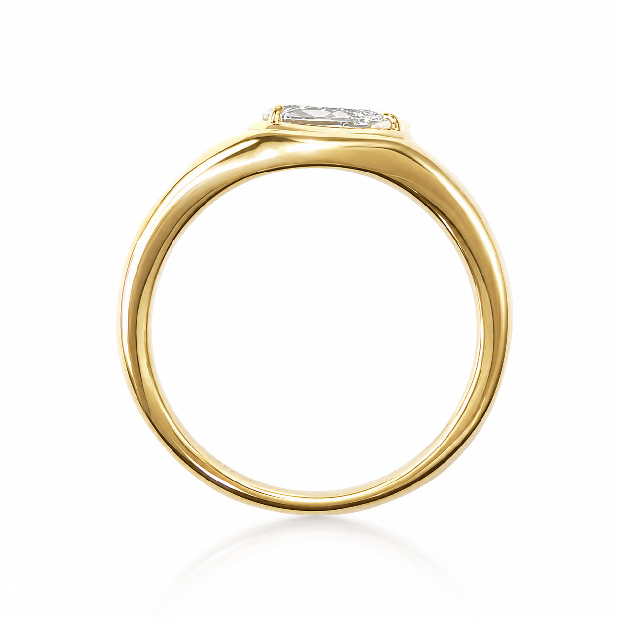 天然ダイヤモンドリング 0.41ct Pear 18KYG 横画像