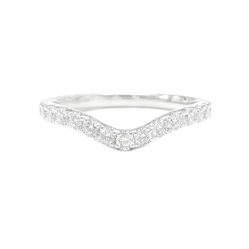 18K V Line Colorless Natural Diamond Ring - 0.42ct