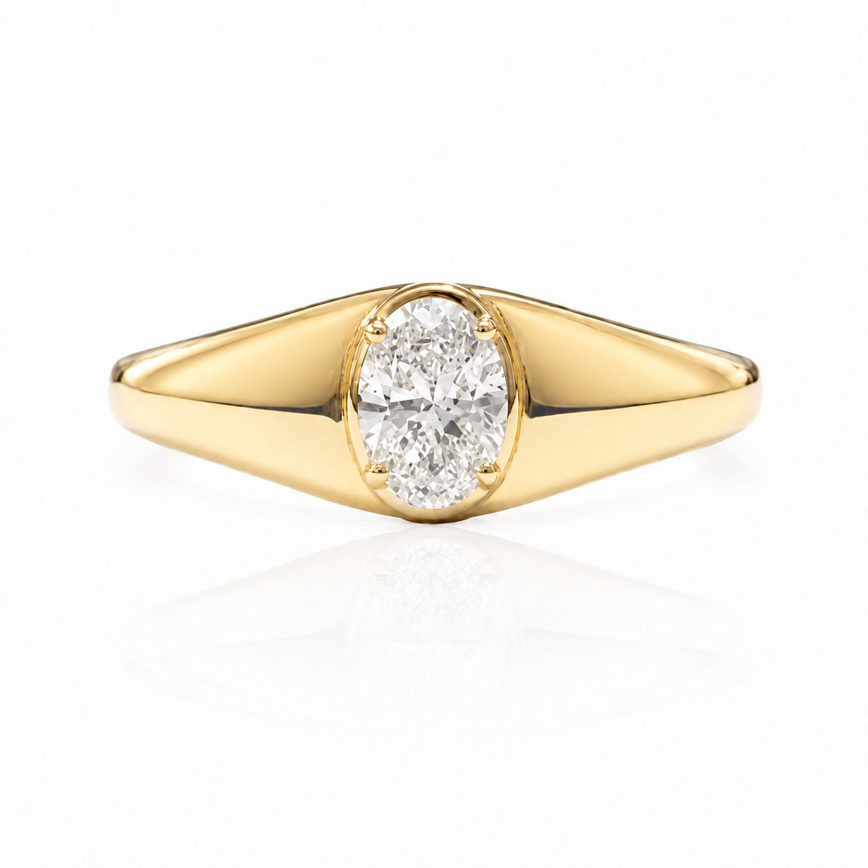 天然ダイヤモンドリング 0.459ct Oval 18KYG 画像