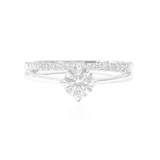 天然ダイヤモンドリング 0.49ct Round 18KWG 画像