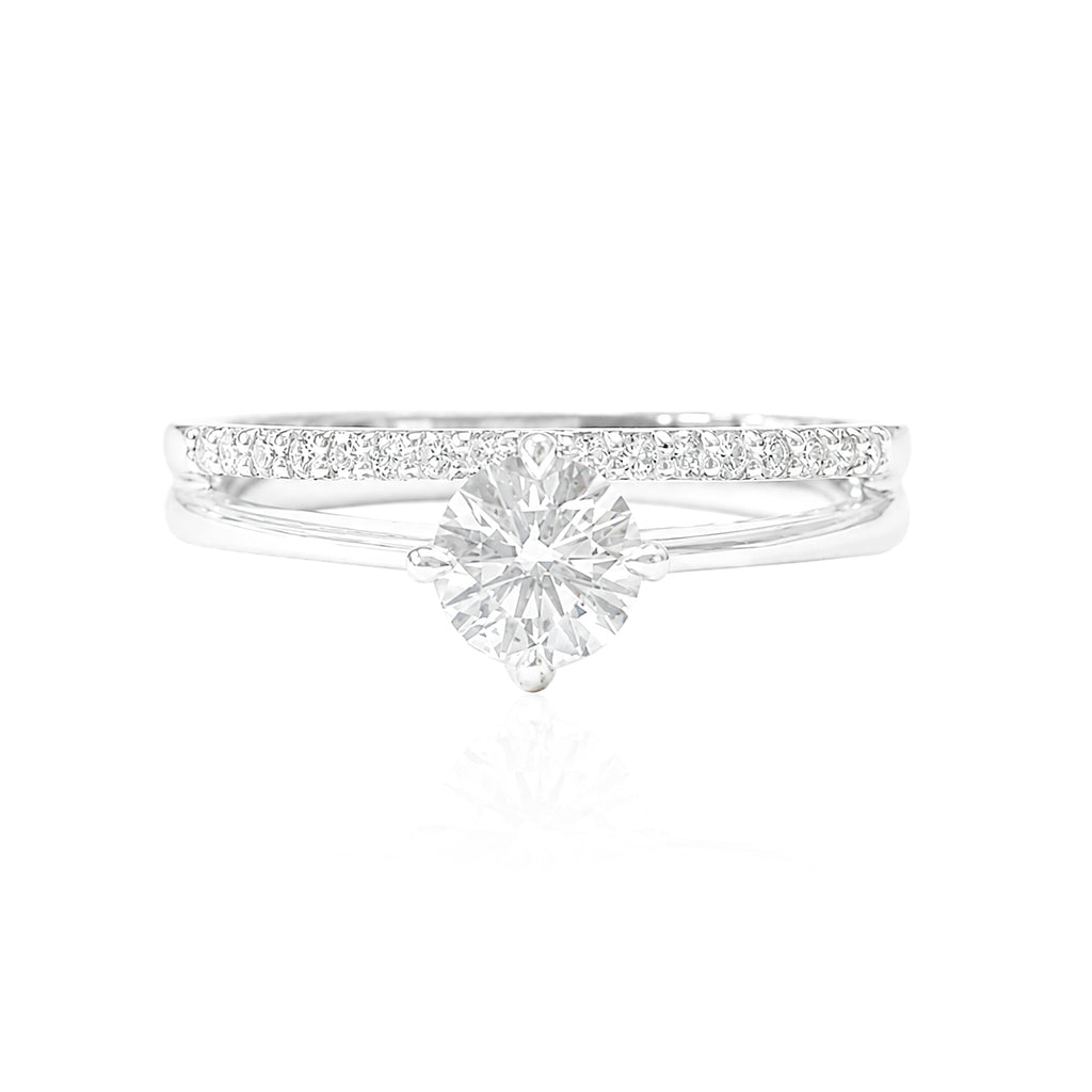 18KWG 無色E 天然ダイヤモンドリング 0.49ct ラウンドカット