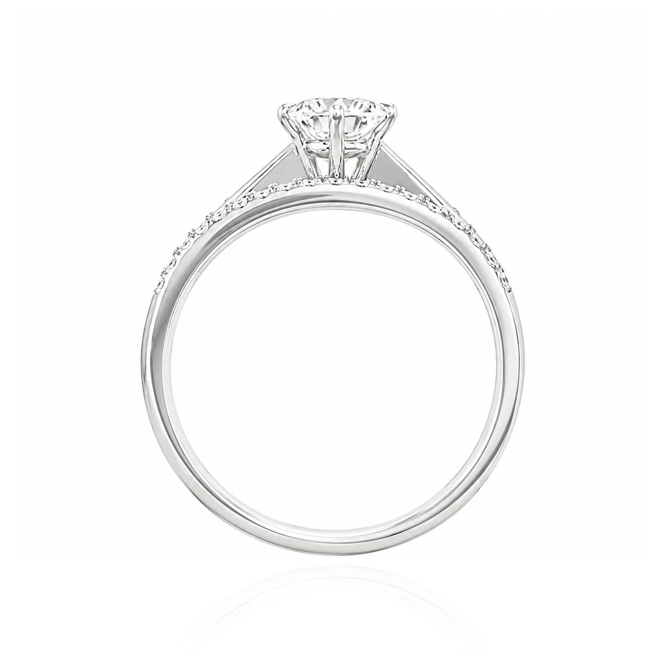 天然ダイヤモンドリング 0.49ct Round 18KWG 横画像