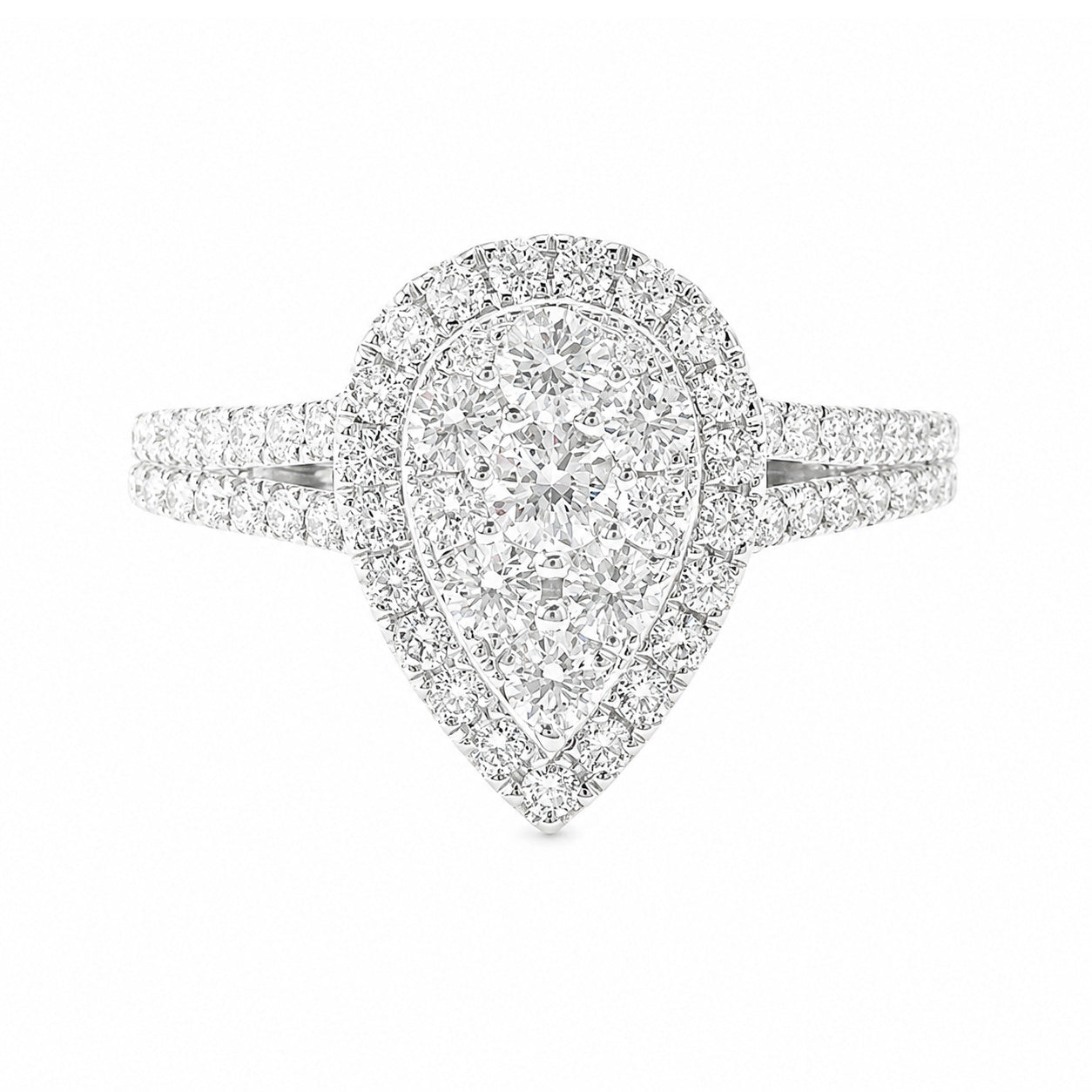 天然ダイヤモンドリング 0.73ct ペア形状18KWG 画像