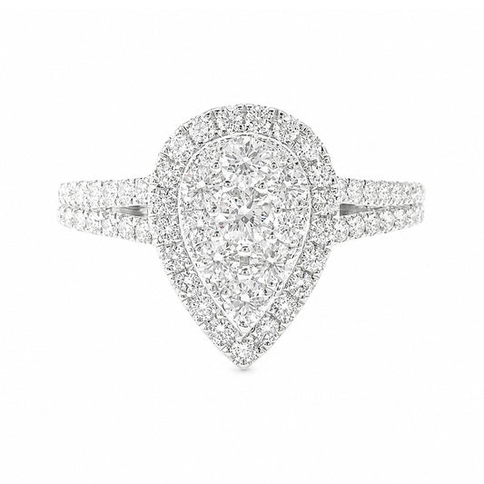 天然ダイヤモンドリング 0.73ct ペア形状18KWG 画像