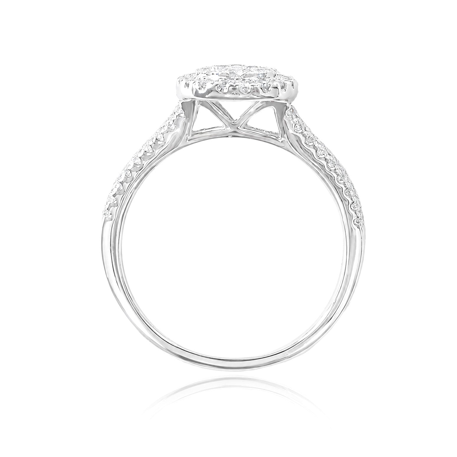 天然ダイヤモンドリング 0.73ct ペア形状 18KWG 横画像