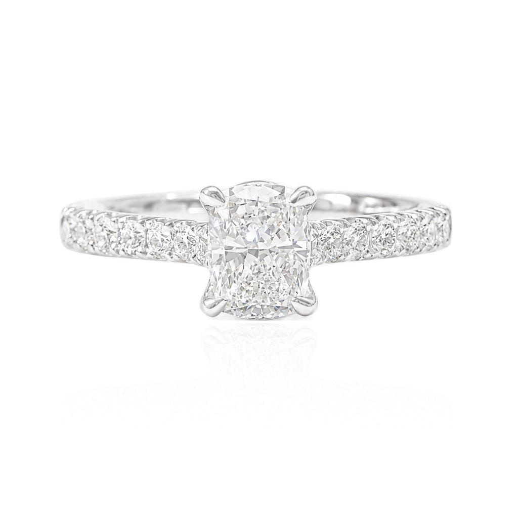 18KWG Colorless F Natural Diamond Ring 1.018ct Oval Cut