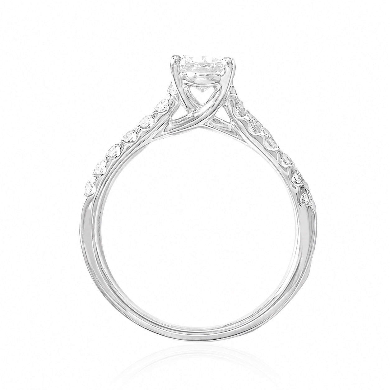 天然ダイヤモンドリング 1.018ct Oval 18KWG 横画像