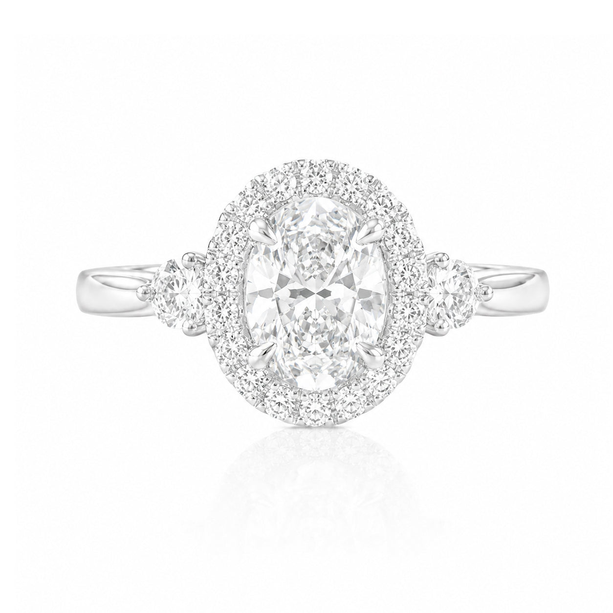 天然ダイヤモンドリング 1.02ct Oval 18KWG 画像